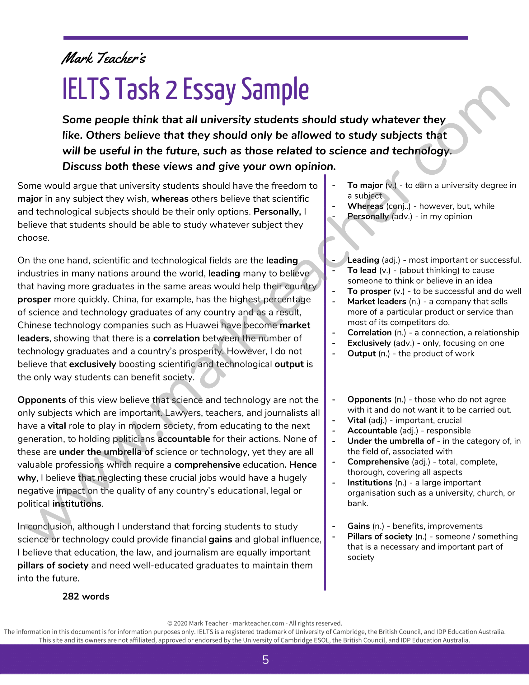ielts written exam sample