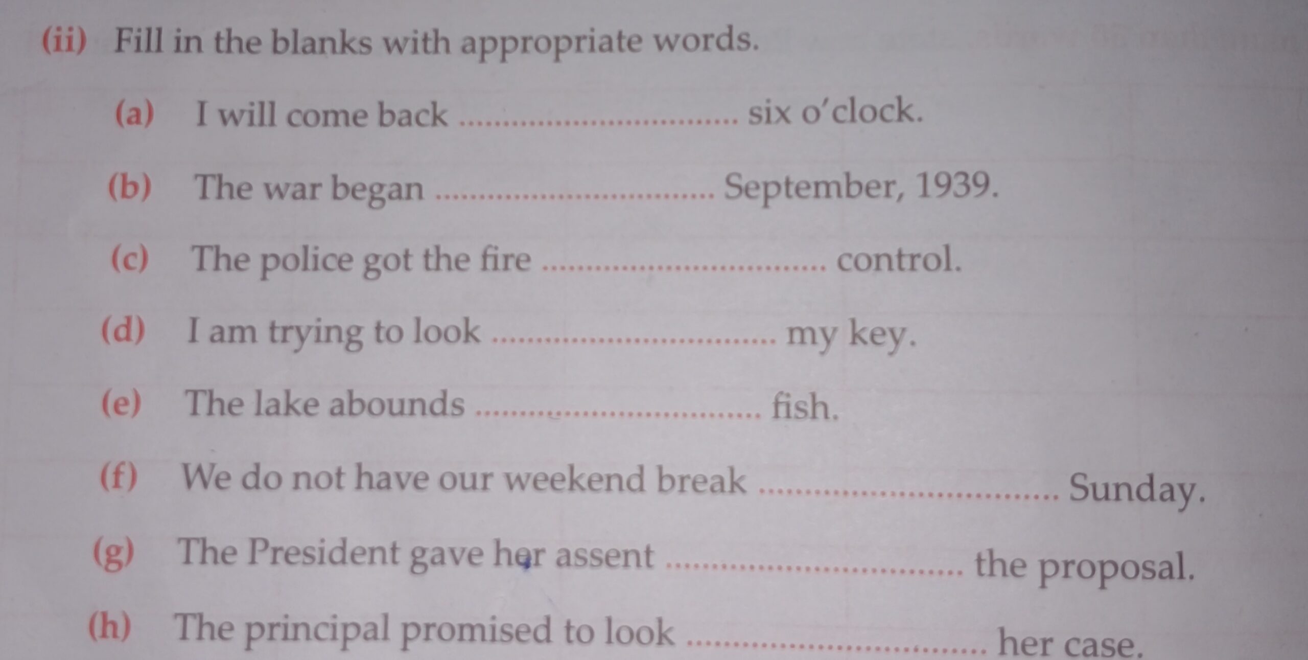 Ii Fill In The Blanks With Appropriate Words a I Will Come Back qqu 