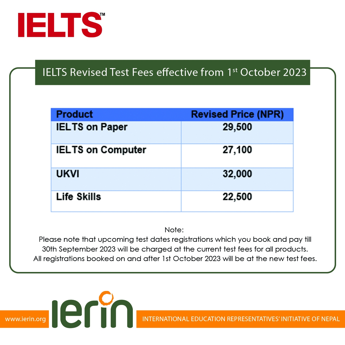 ielts test fee