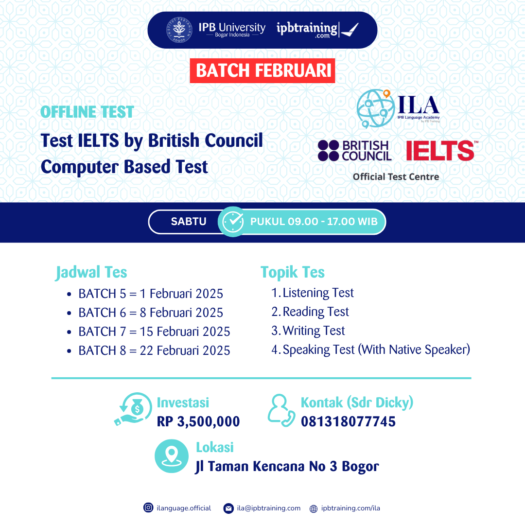IPB Training IELTS Test By British Council On Computer Batch Februari