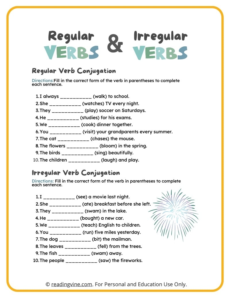 verb tenses in english worksheet
