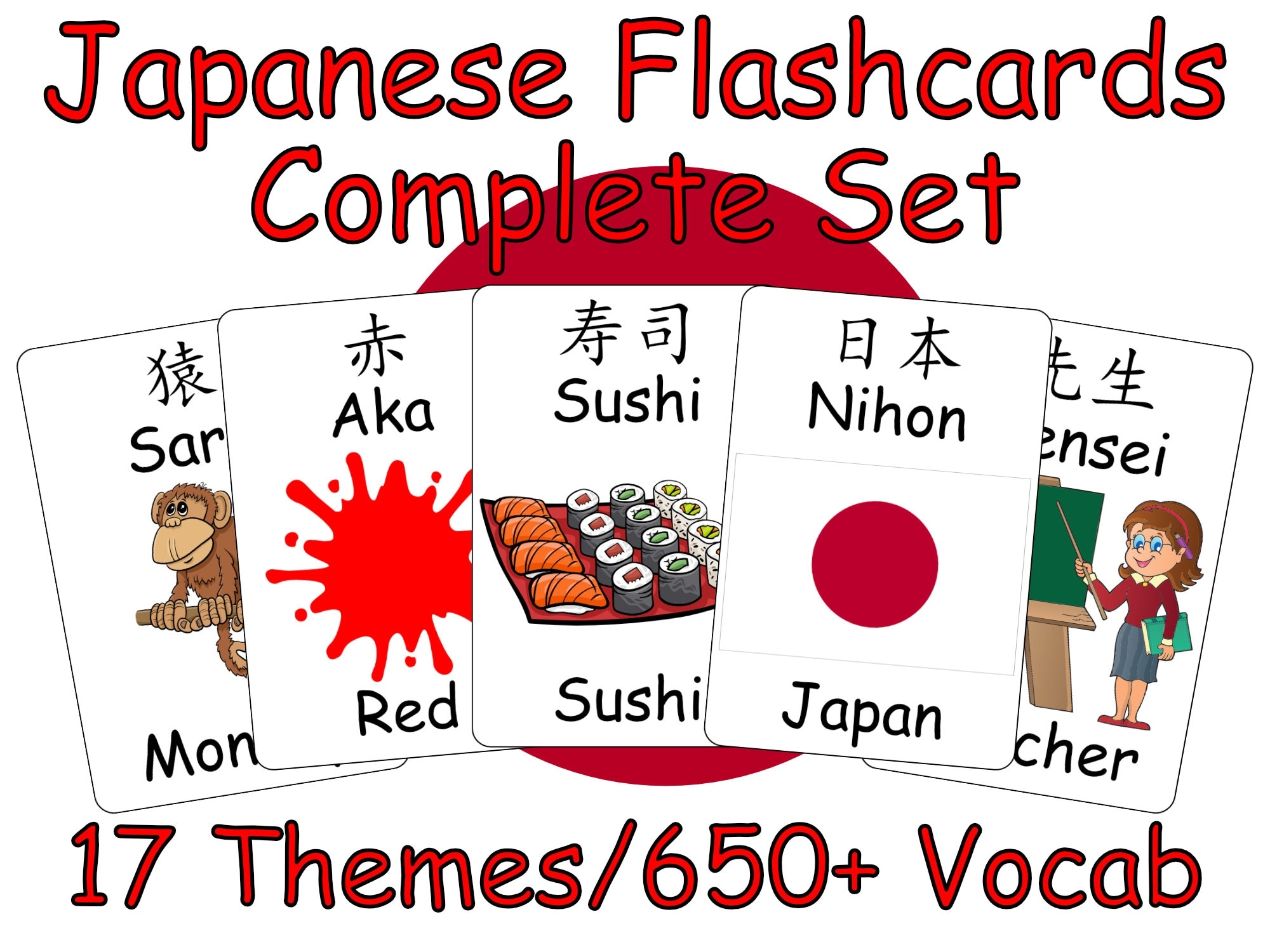 Japanese To English Bilingual Vocab Flashcards 17 Themes 650 Picture Cards Beginner Vocabulary Words For Kids 