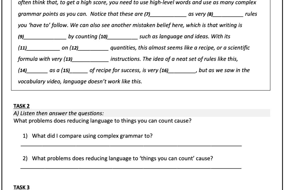 Key To IELTS Writing Task 2 Part 3 Worksheet And Video Link Cullen Education Key To IELTS