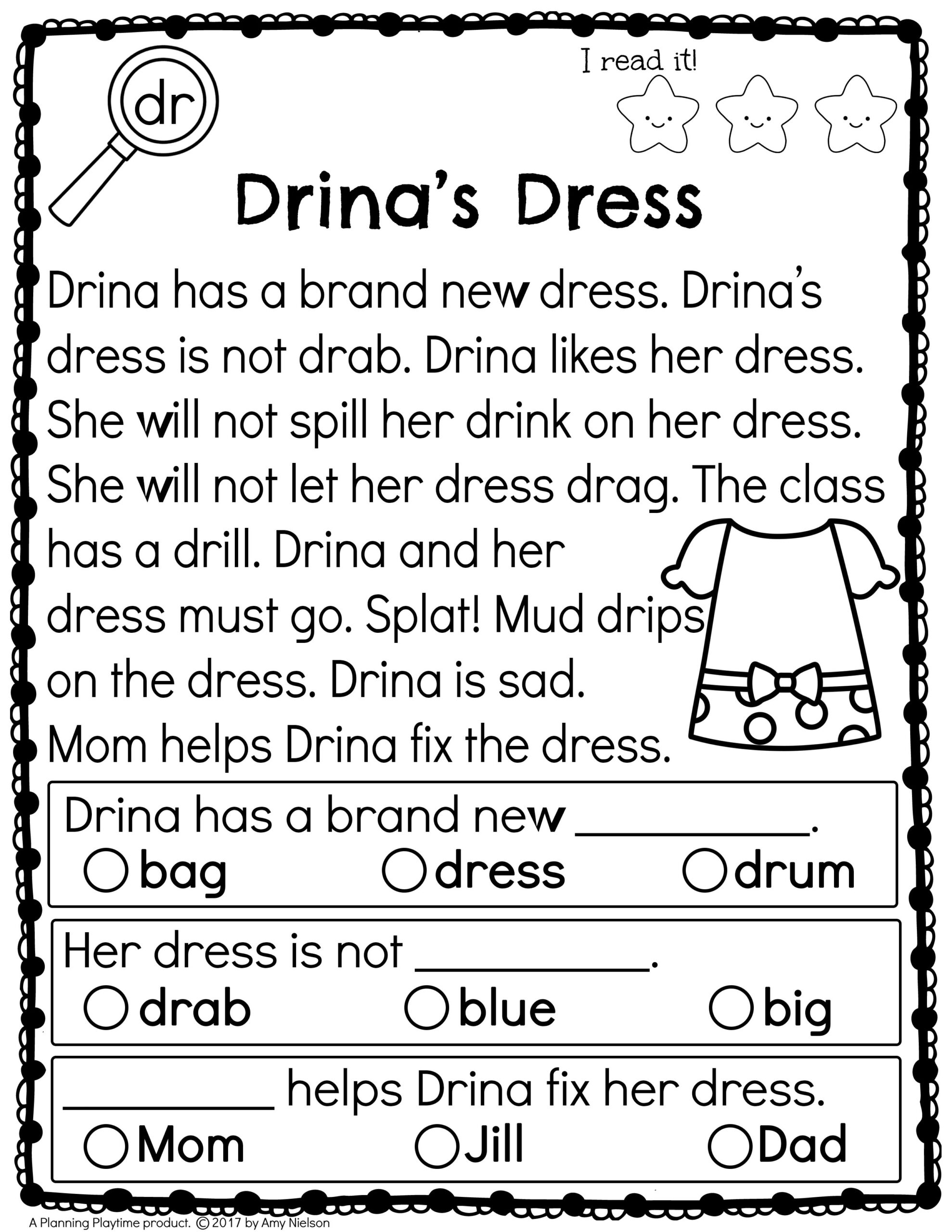 kindergarten reading comprehension passages