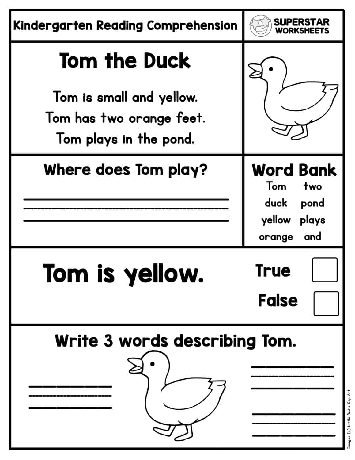 Kindergarten Reading Comprehension Worksheets Superstar 
