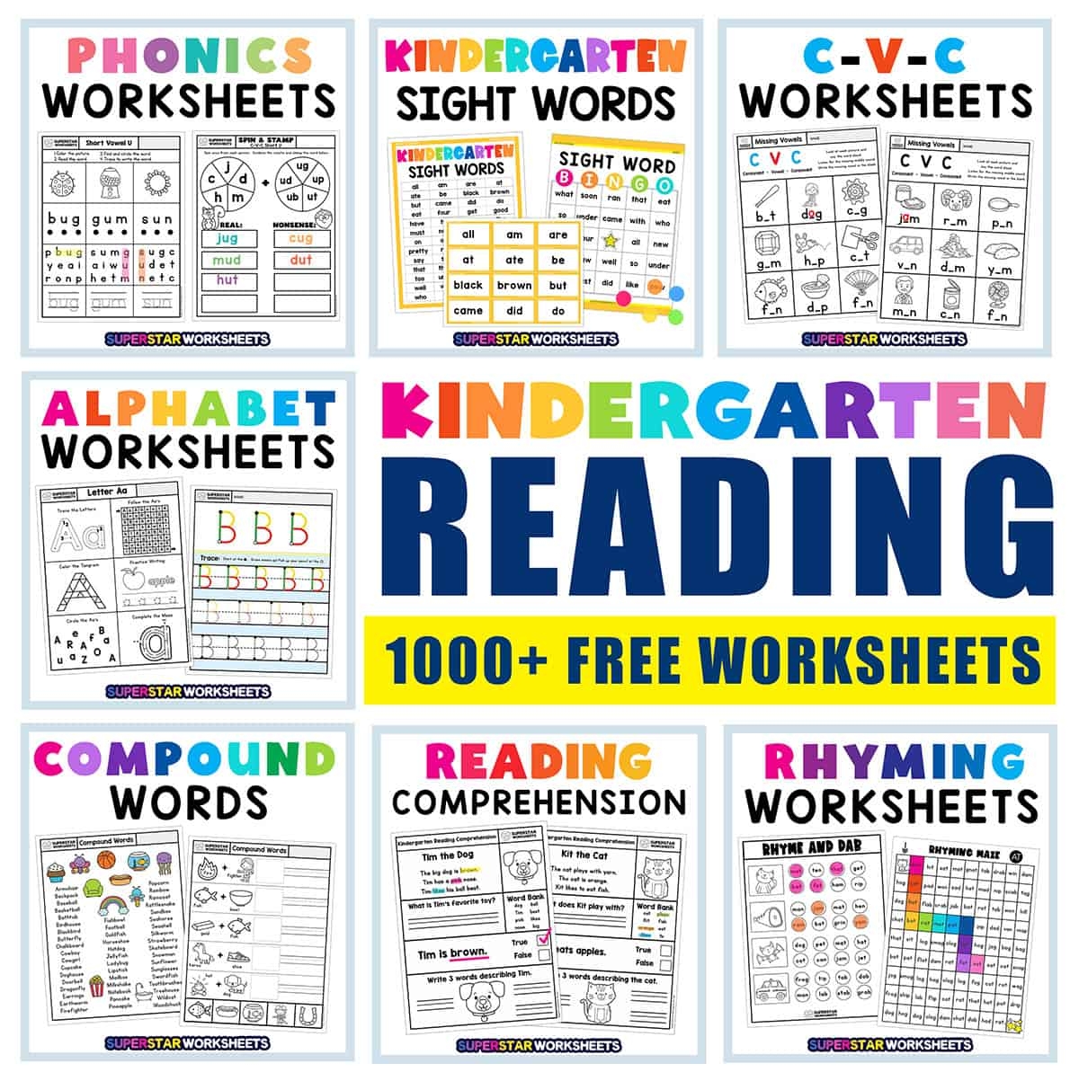 Kindergarten Reading Worksheets Superstar Worksheets