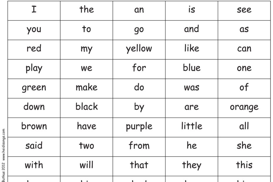 Kindergarten Sight Words List Great Minus The Colors Attach