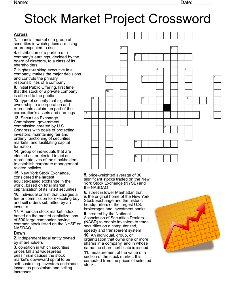 stock market vocabulary worksheet pdf