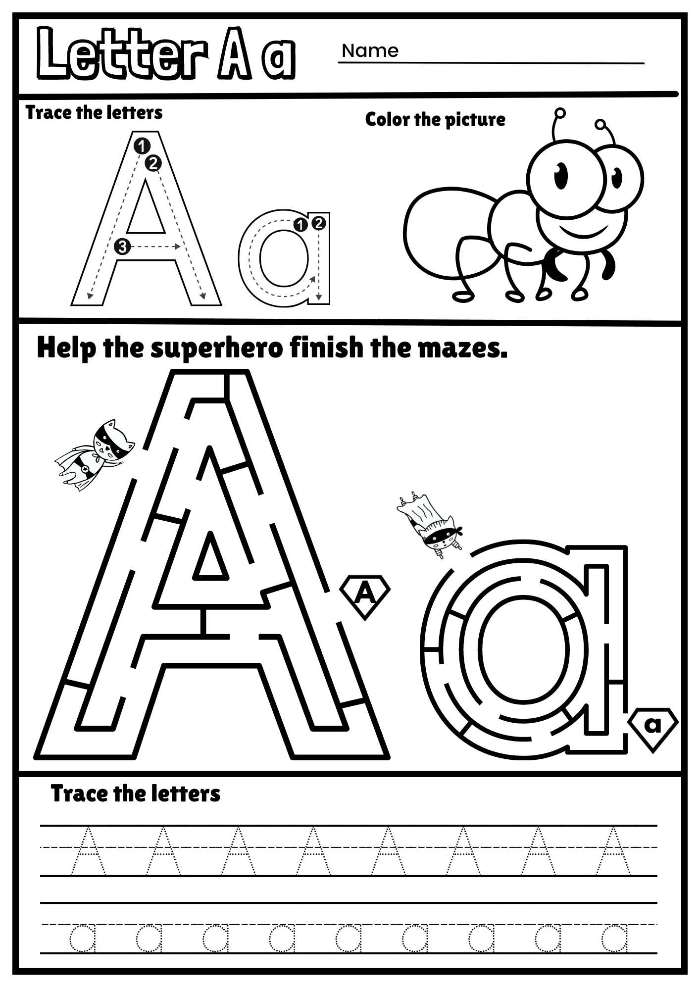 Letter A Alphabet Tracing And Coloring Free Printable PDF 