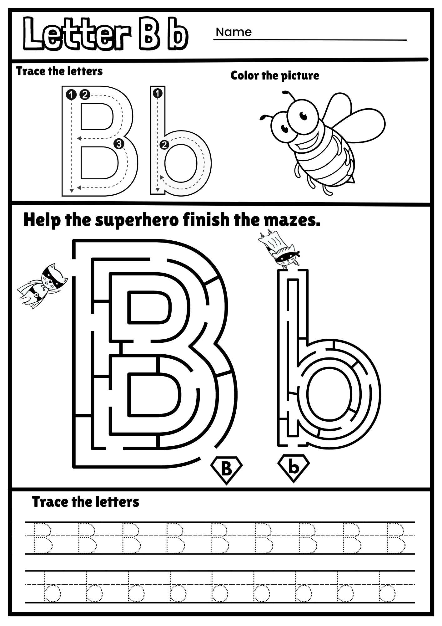 Letter B Alphabet Tracing And Coloring Free Printable PDF 