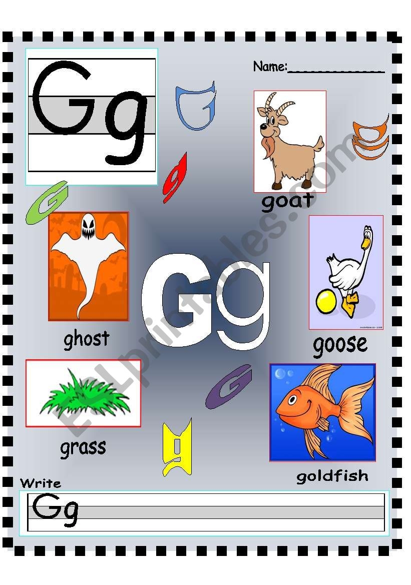 Letter Gg Hh Vocabulary Poster And Writing Worksheet ESL Worksheet By AnnyJ
