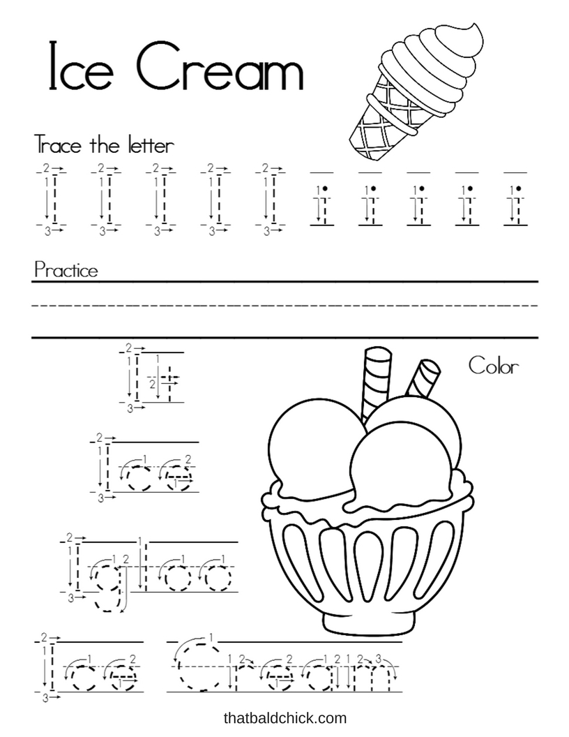 Letter I Alphabet Writing Practice