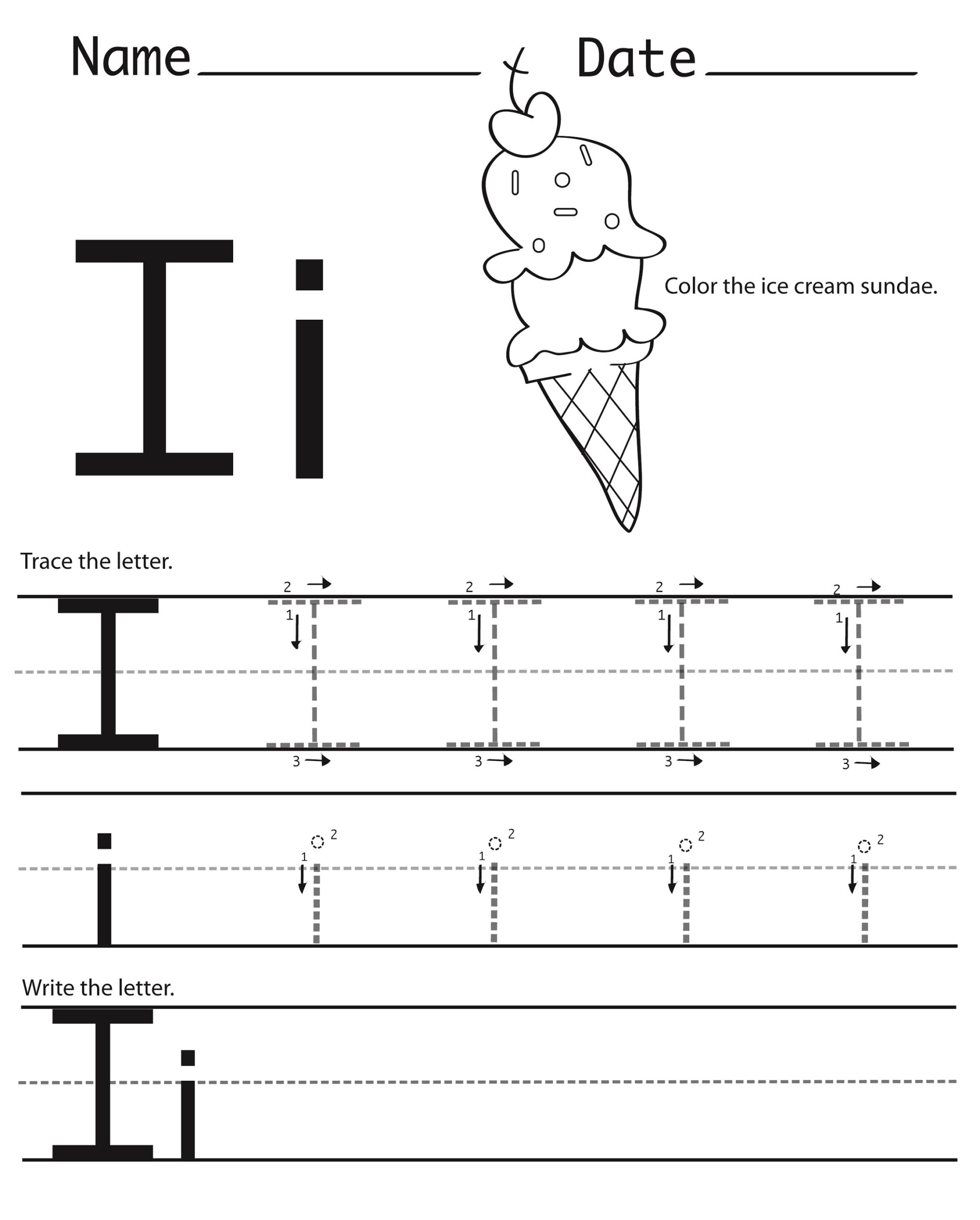 printable letter i worksheets preschool