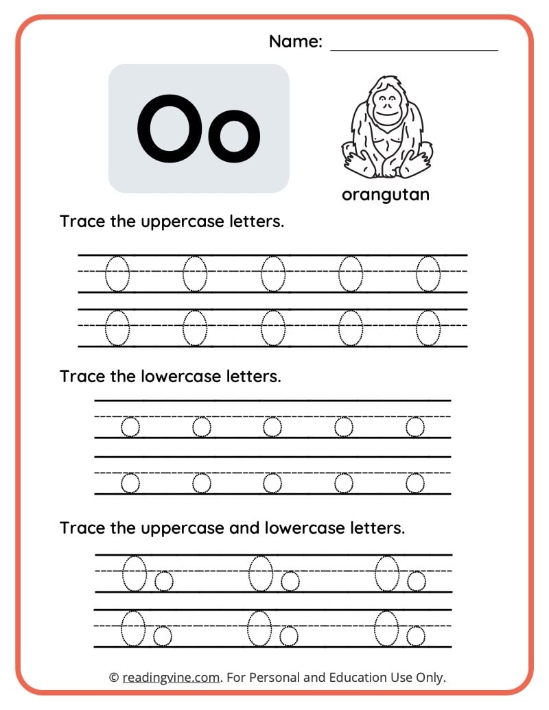 printable tracing letter o