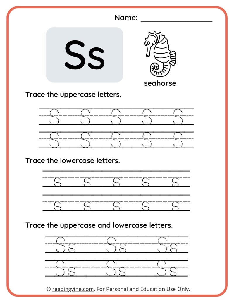 free printable letter s worksheet