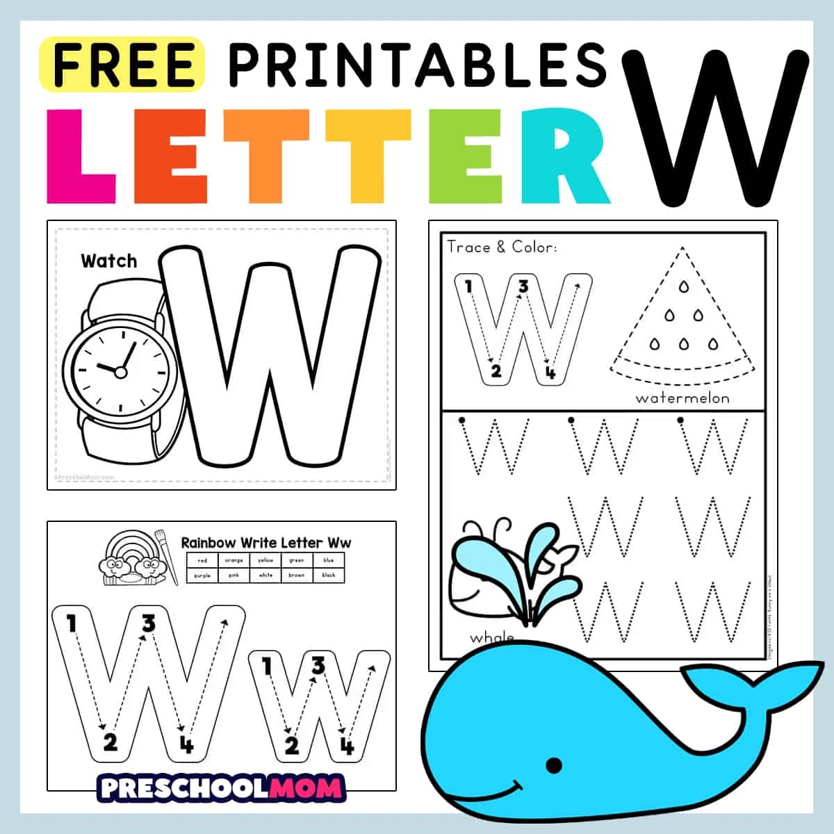 free printable w letter worksheets