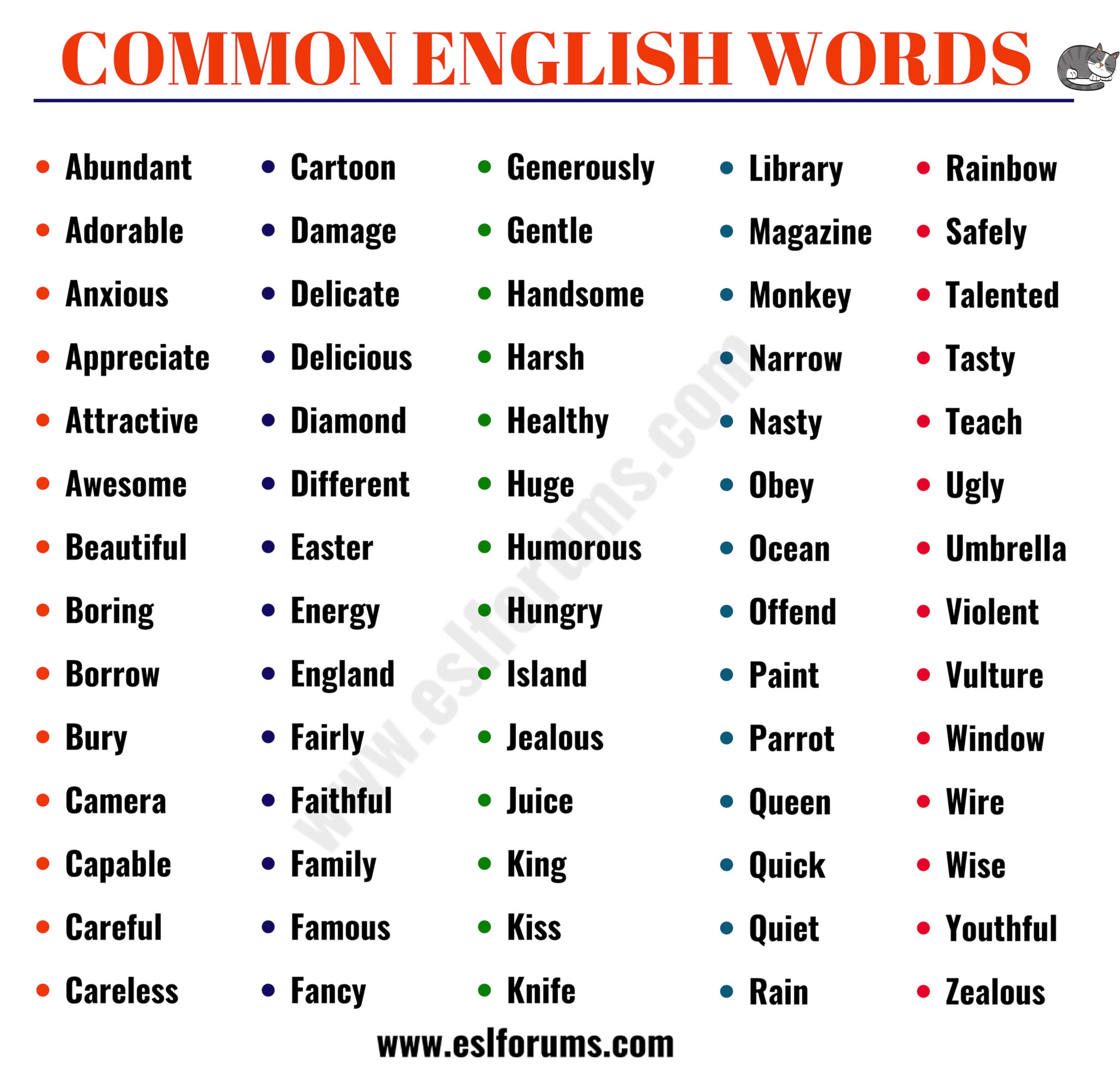 List Of 700 Most Common English Words Everyone Should Learn ESL Forums