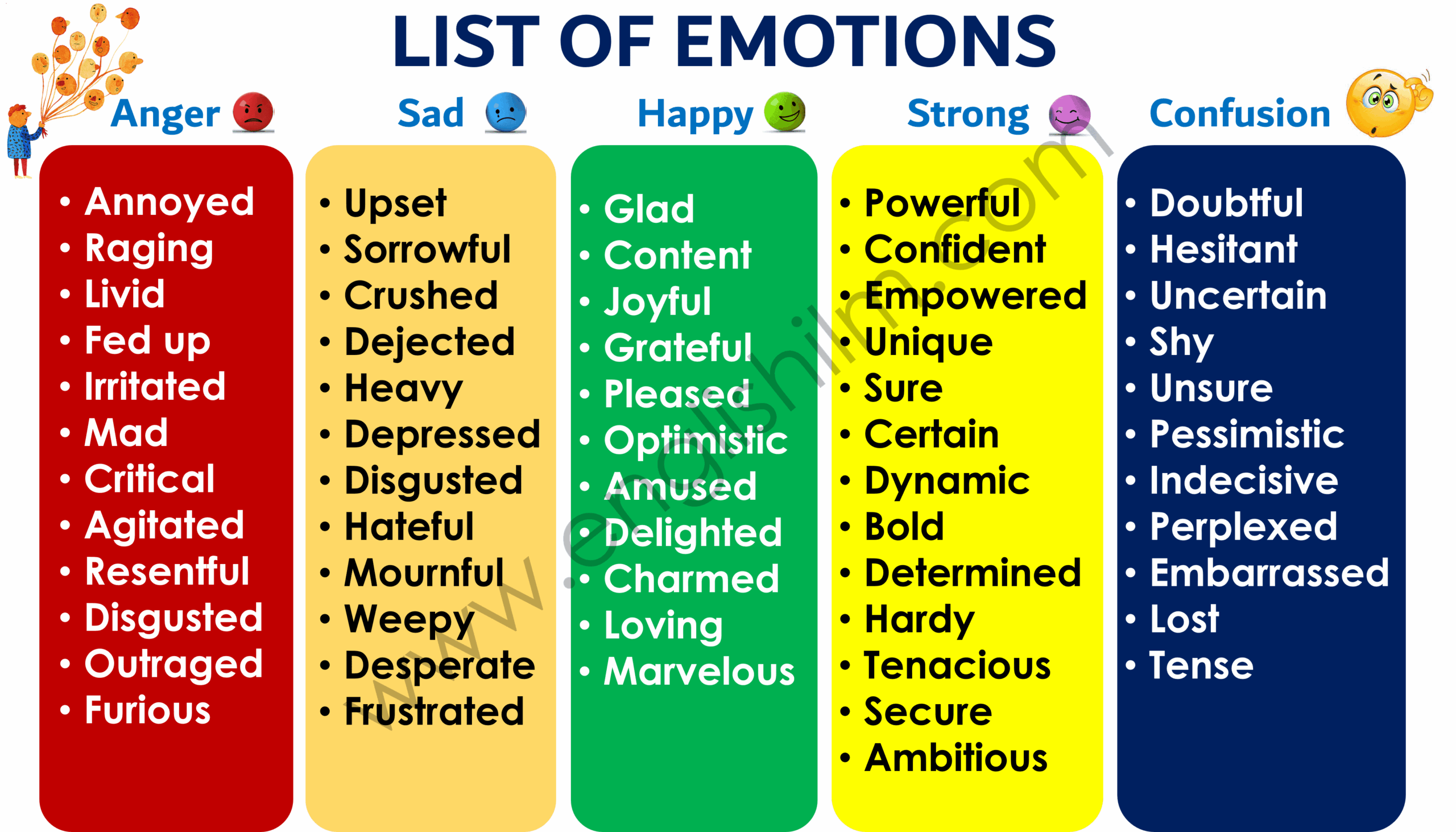 List Of Emotions 50 Useful Words Of Feelings U0026 Emotions