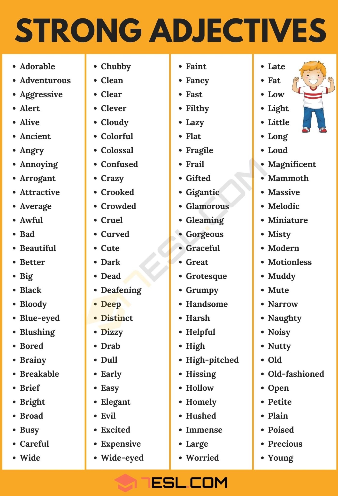 List Of Strong Adjectives In English 7ESL
