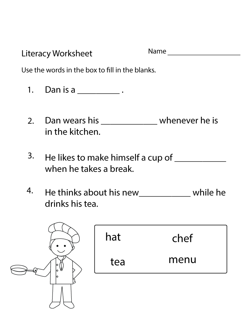 Literacy Worksheets Activity Shelter