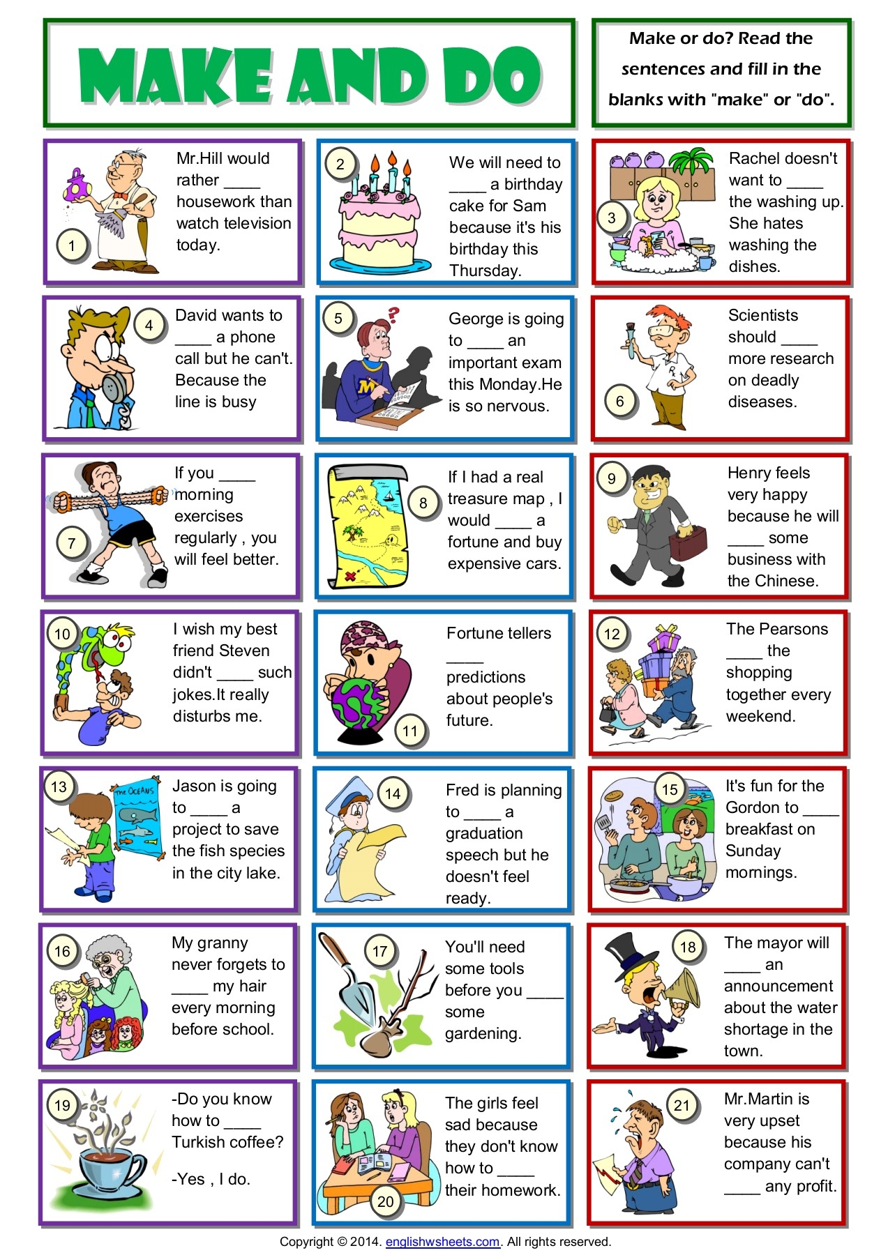 Make And Do Fill In The Blanks Esl Grammar Worksheet Flip EBook Pages 1 2 AnyFlip