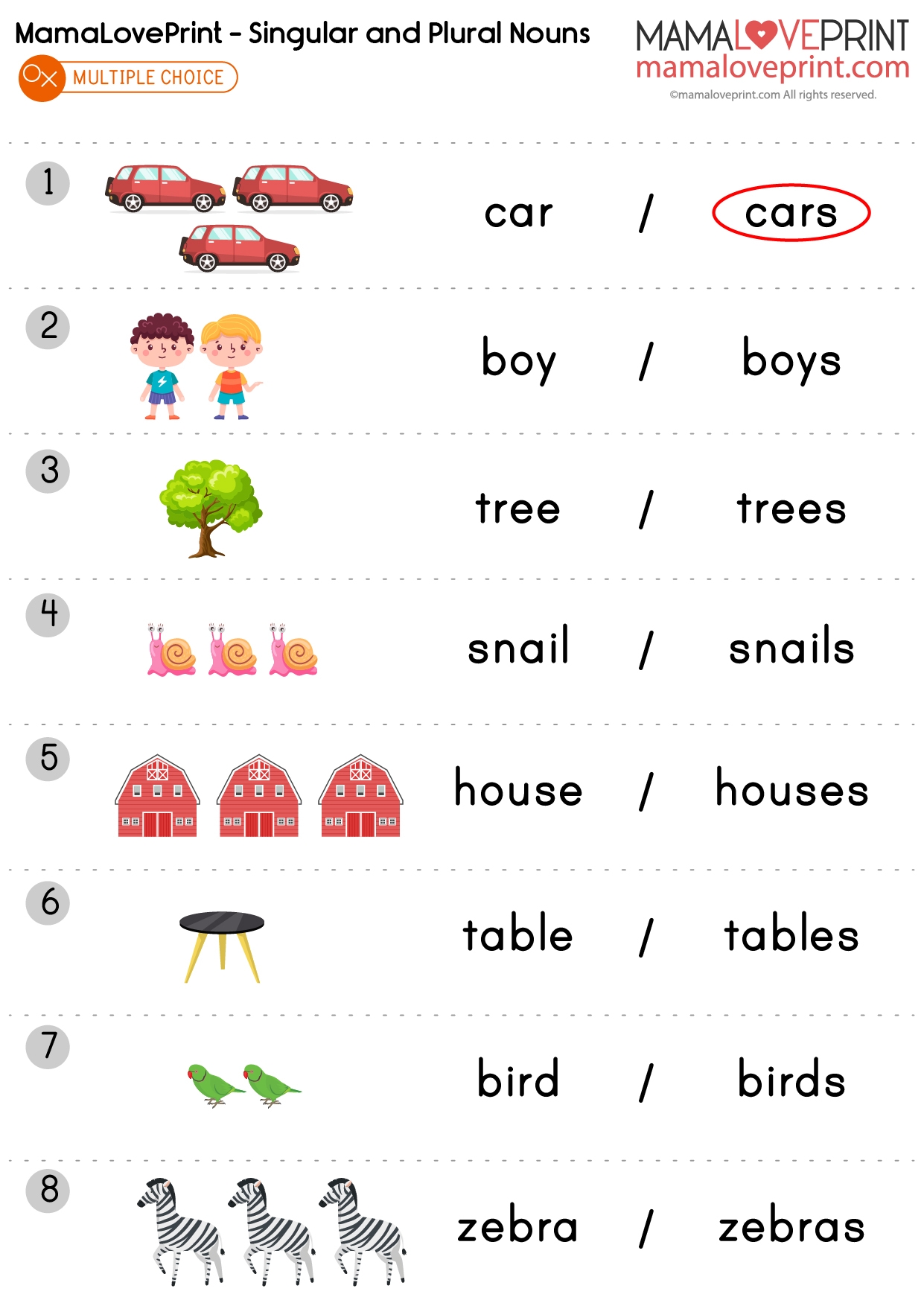 MamaLovePrint Grade 1 English Worksheets Basic Grammar 