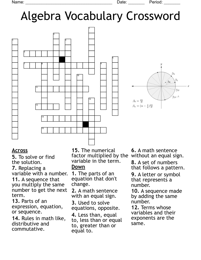 Math Vocabulary Crossword WordMint