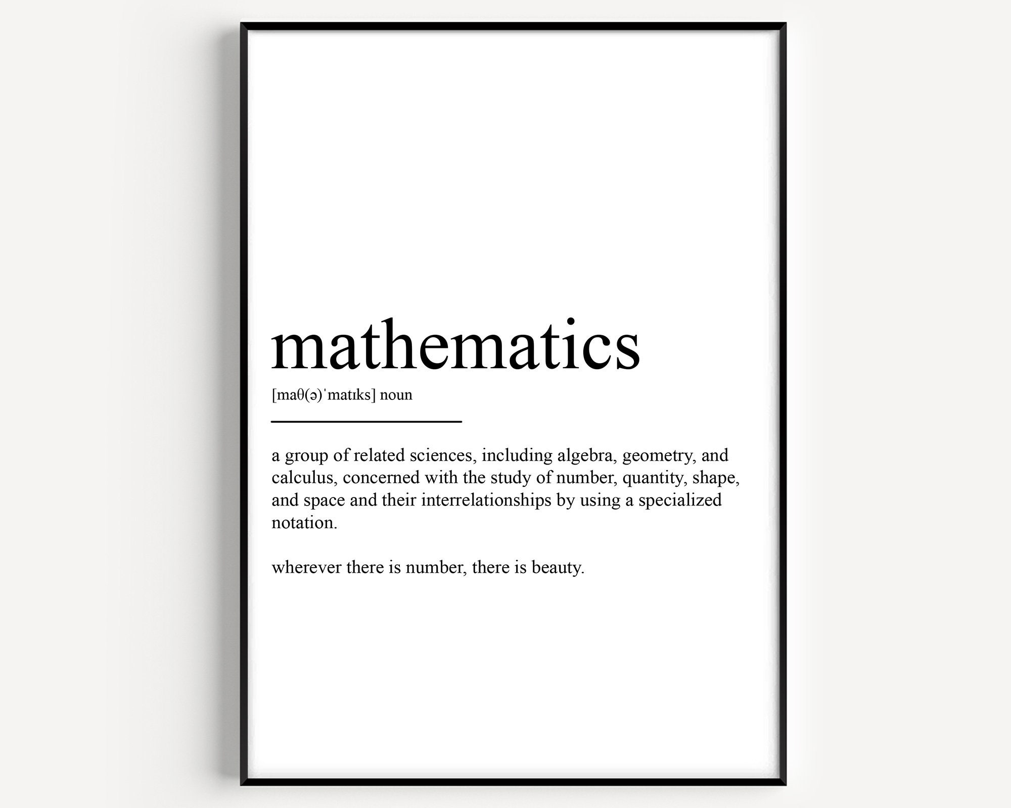Mathematics Definition Print Etsy