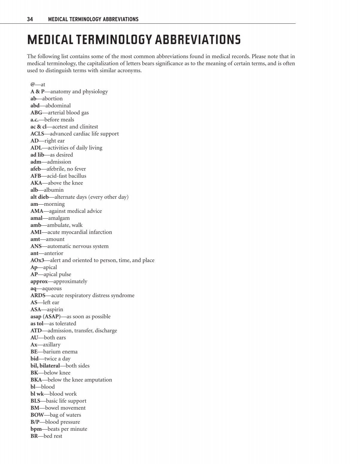 Medical Terminology Abbreviations Delmar Cengage Learning