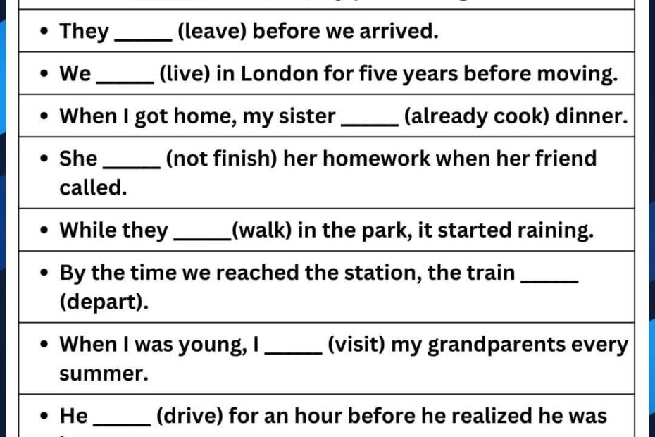 Mixed Past Tense Exercises With Answers