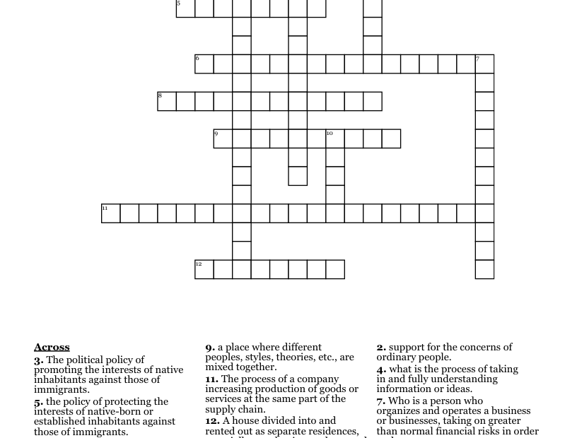 Module 1 Vocabulary Crossword WordMint