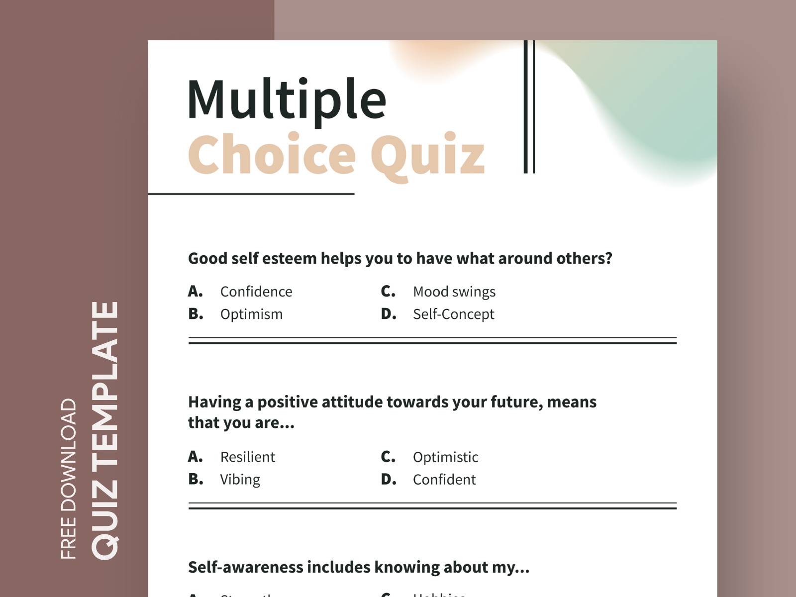 free multiple choice template word