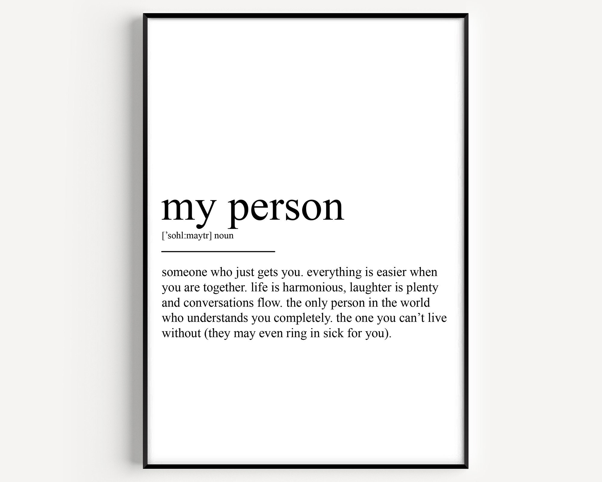 My Person Definition Print Etsy