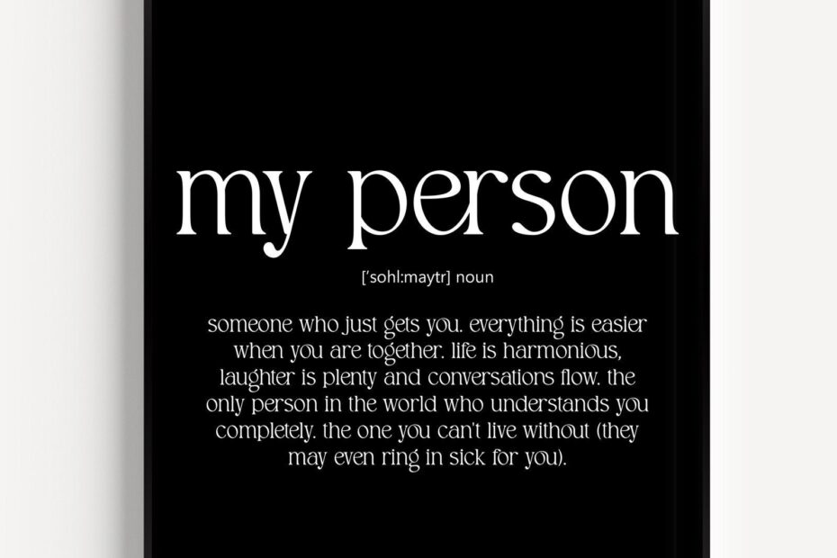 My Person Definition Print Etsy