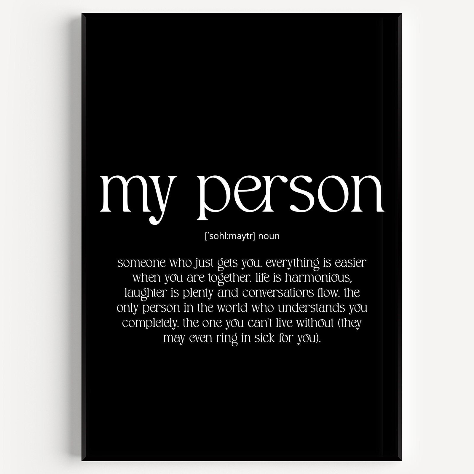 My Person Definition Print Etsy