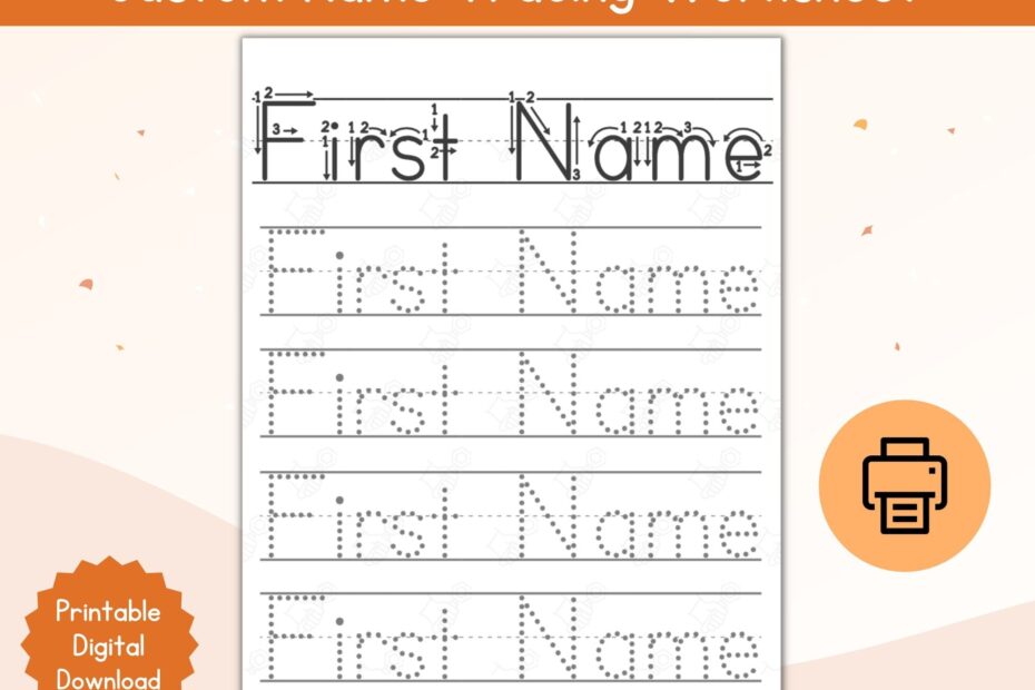 Name Tracing Custom Worksheet Personalized First Name Tracing