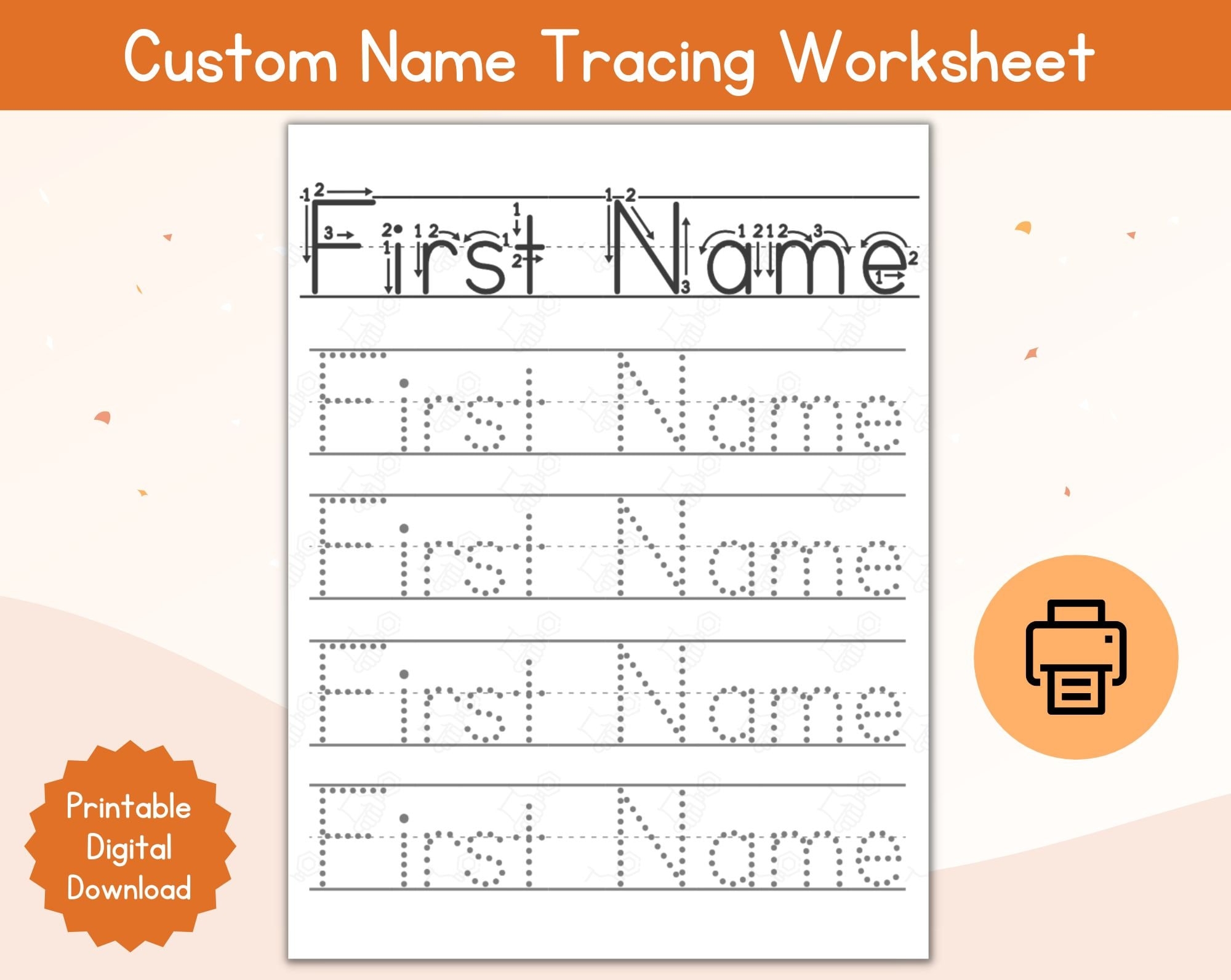 Name Tracing Custom Worksheet Personalized First Name Tracing 