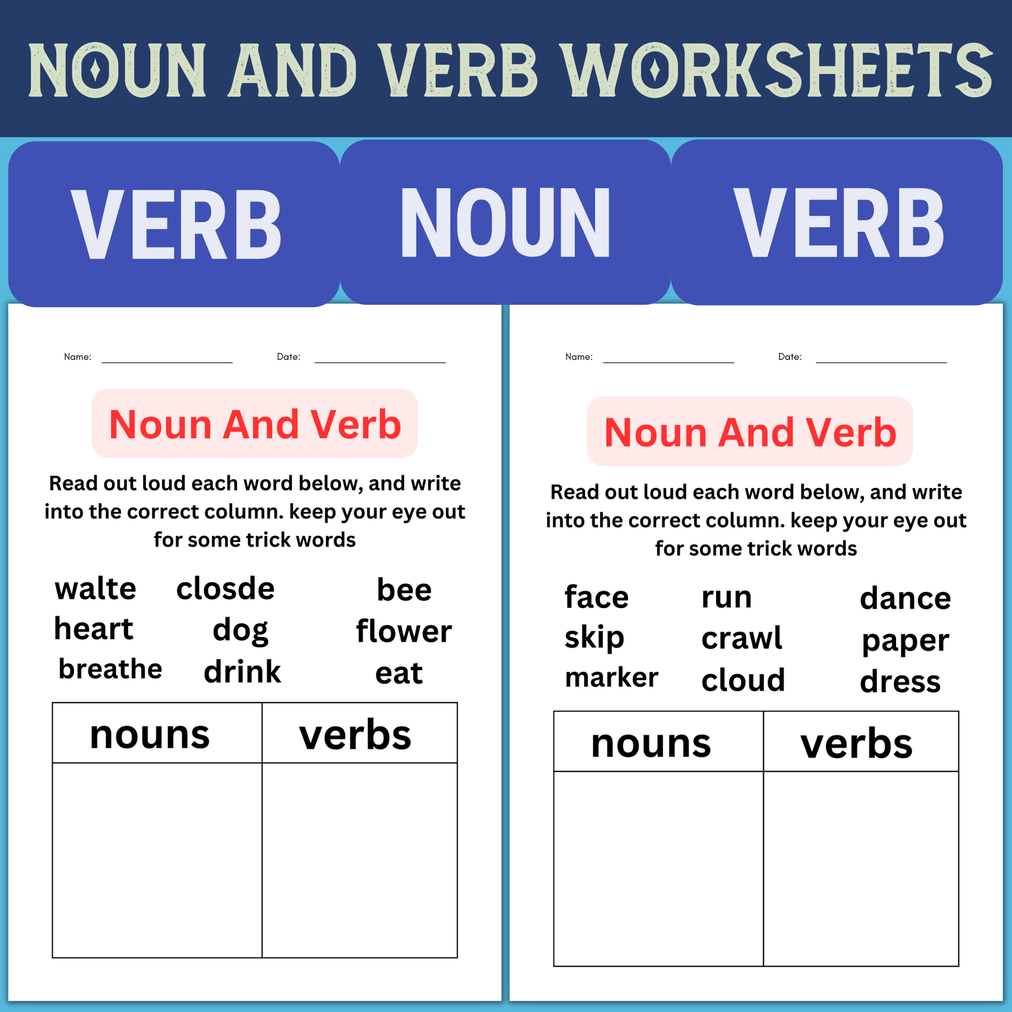 noun or verb worksheet