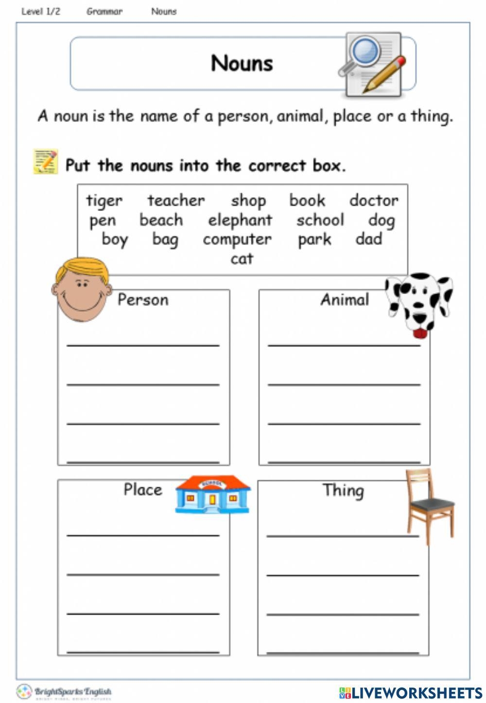 Noun Interactive Activity For Grade 6 Live Worksheets Worksheets Library