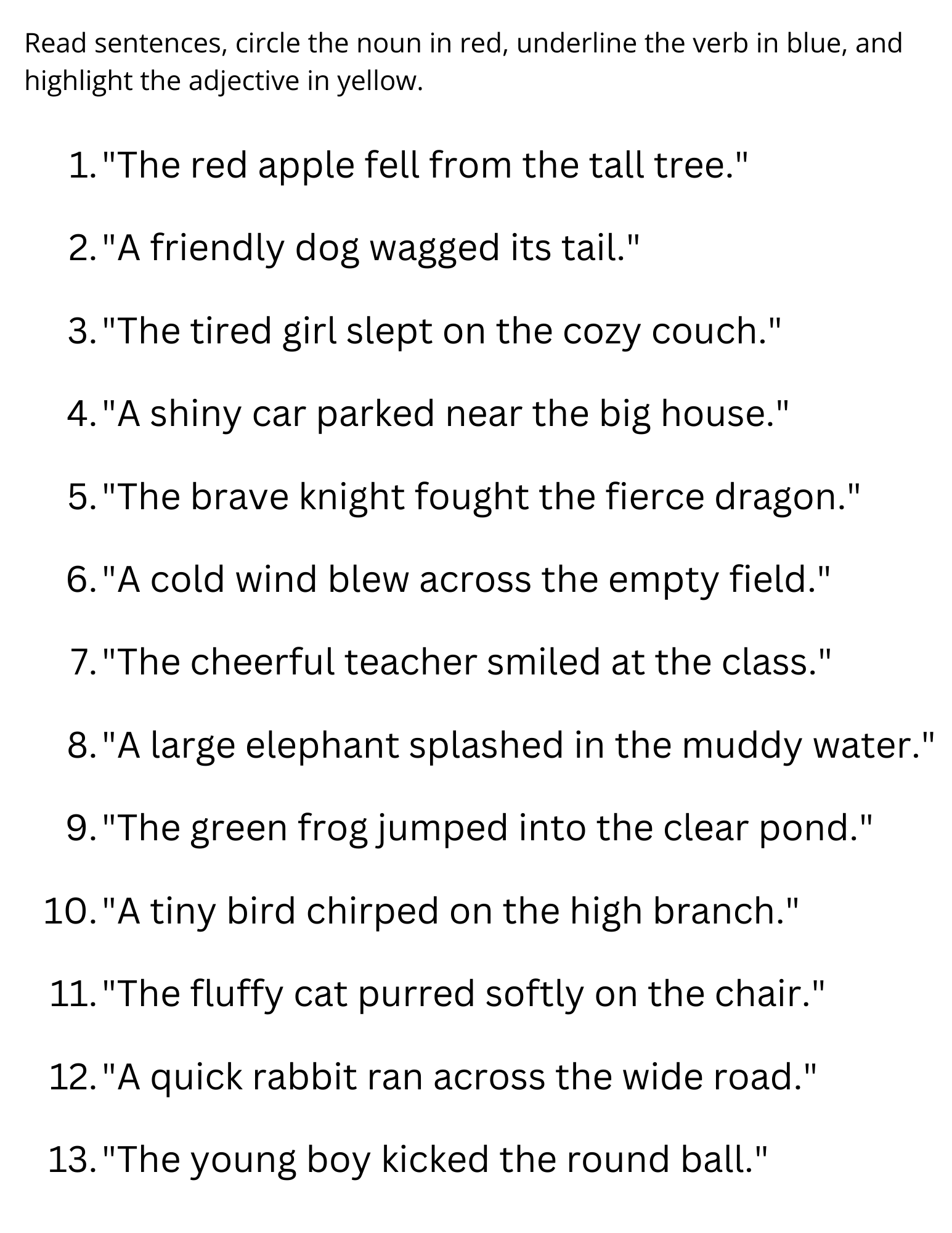 adjective or verb worksheet