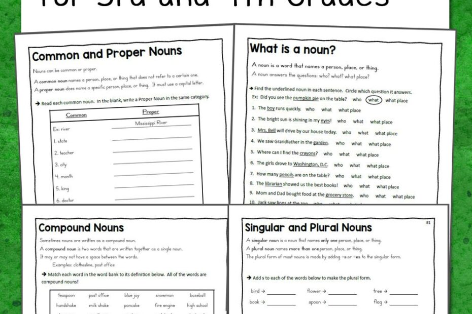 Noun Worksheets For 3rd And 4th Grades Mamas Learning Corner