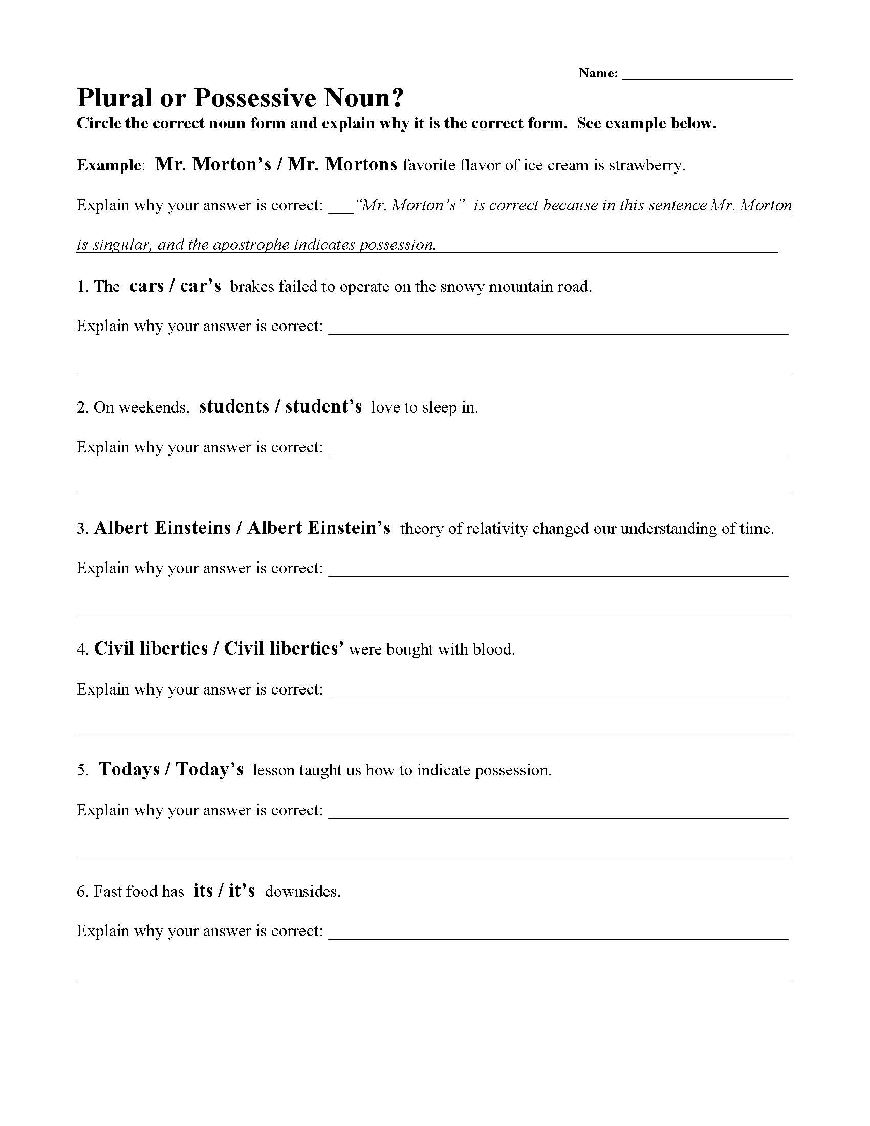 noun exercises with answers pdf