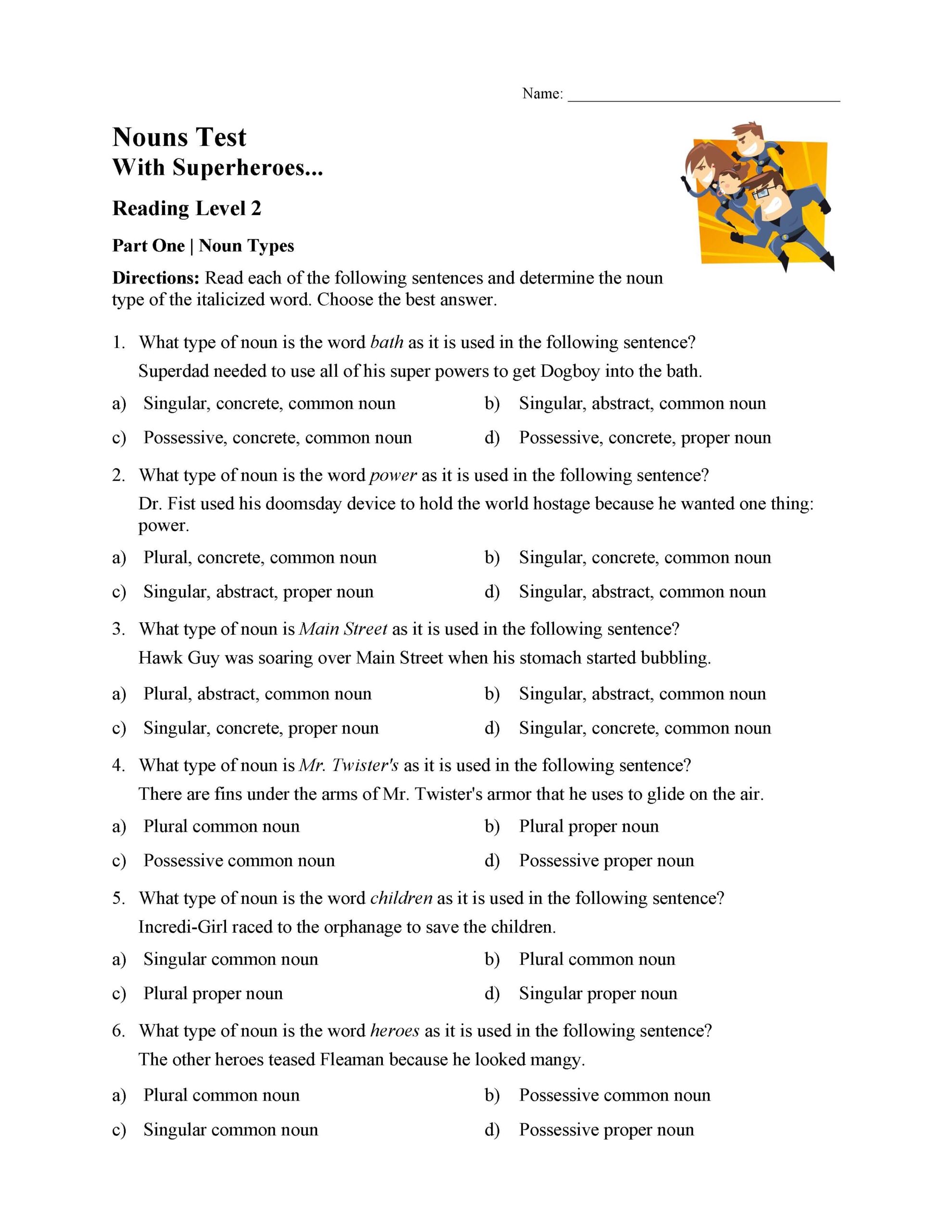 simple noun worksheets