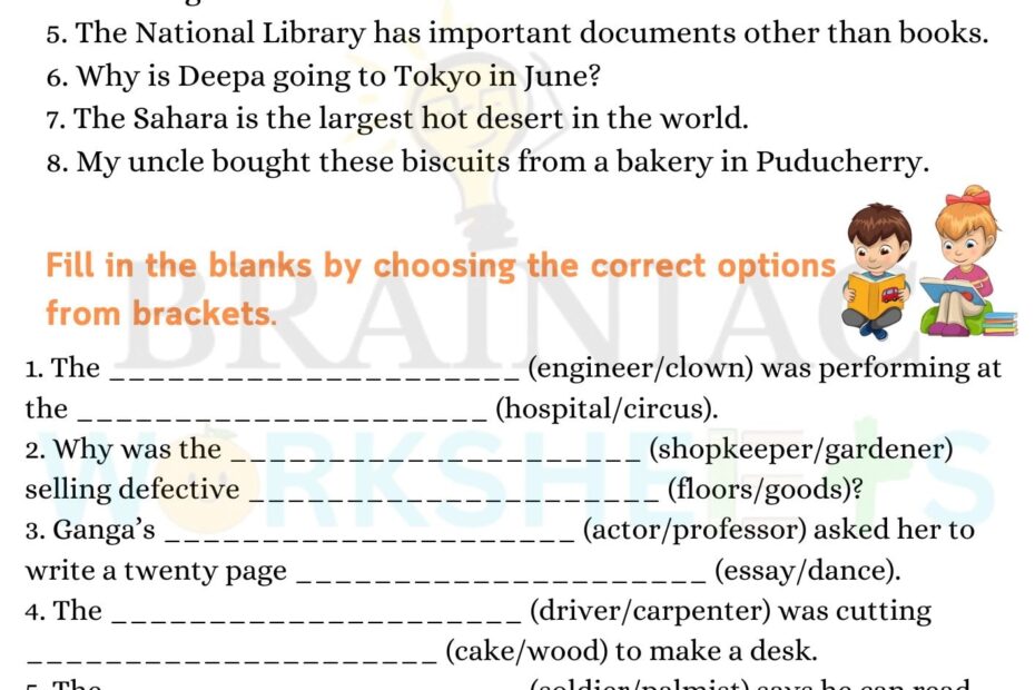 Nouns Class 5 English Grammar Worksheet Brainiac Worksheets