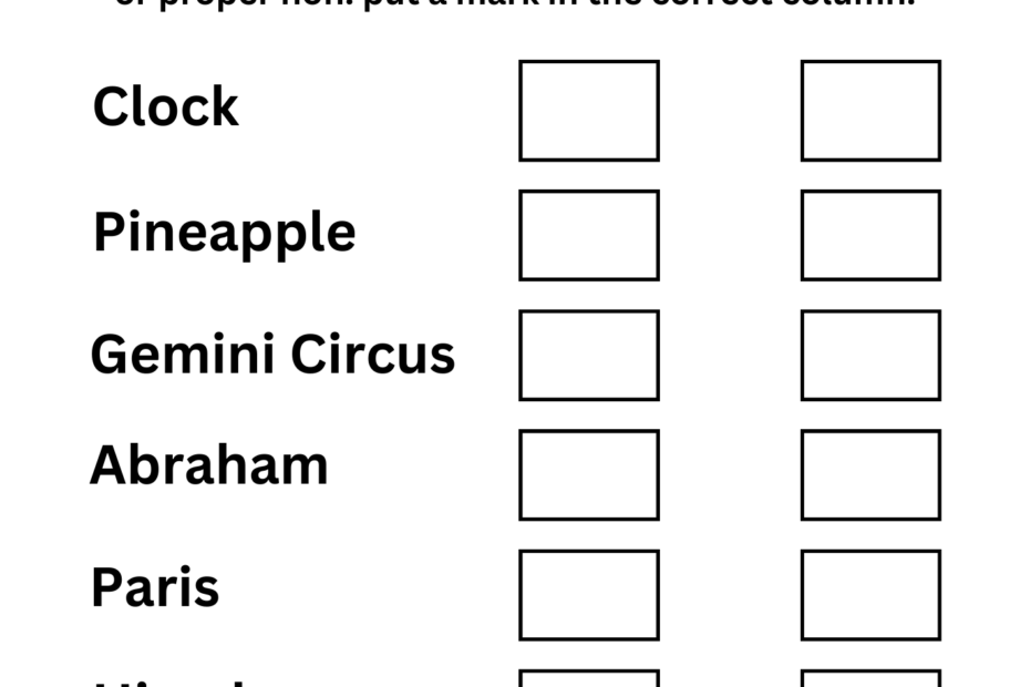 Nouns Common Nouns And Proper Nouns Worksheets For Grade 1 2 3