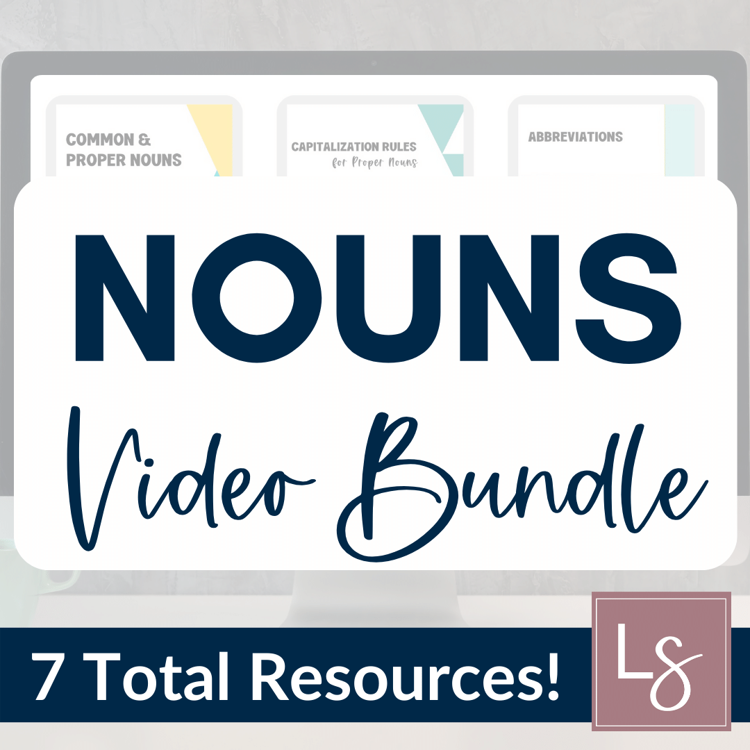 NOUNS Grammar Bundle Video Lessons Teaching Slides Guided Notes Worksheets Made By Teachers