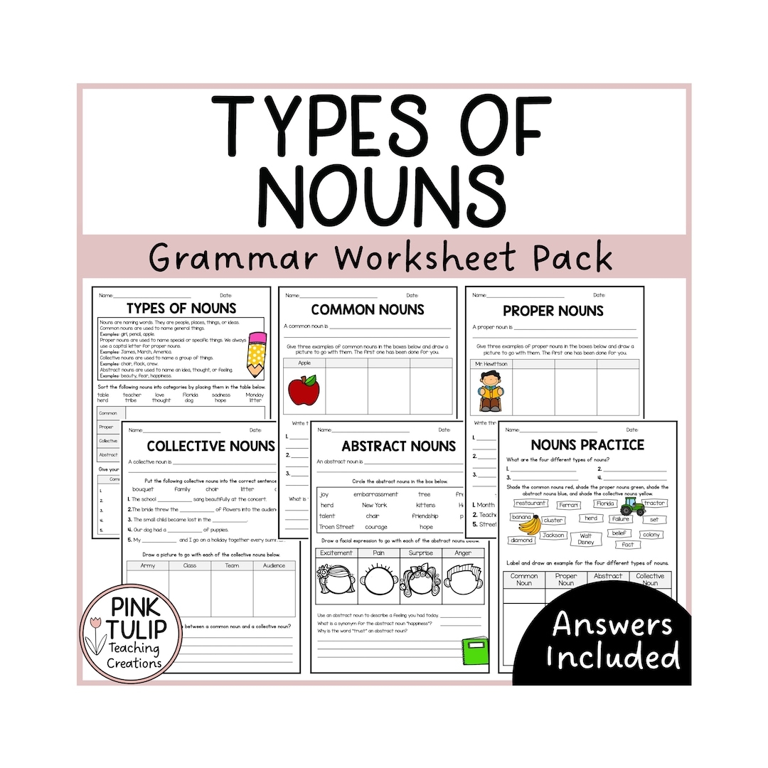 different types of nouns worksheet