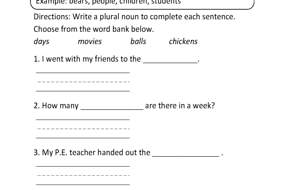 Nouns Worksheets Singular And Plural Nouns Worksheets