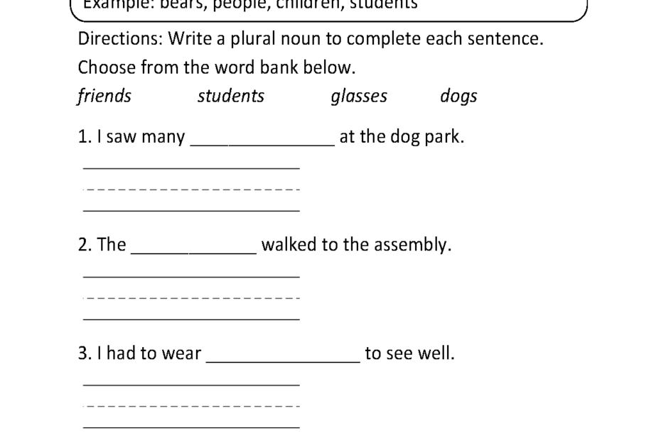 Nouns Worksheets Singular And Plural Nouns Worksheets