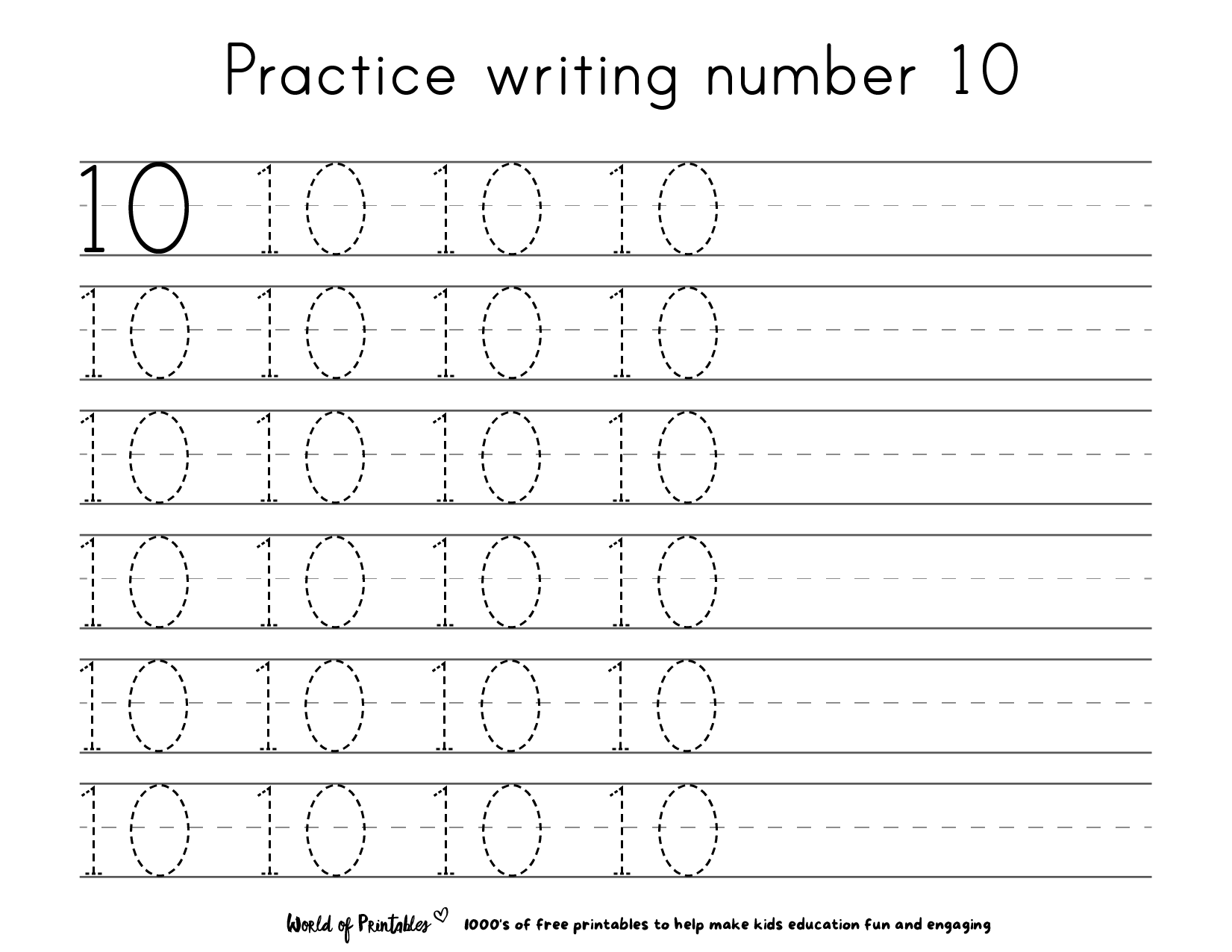 free printable number writing worksheets